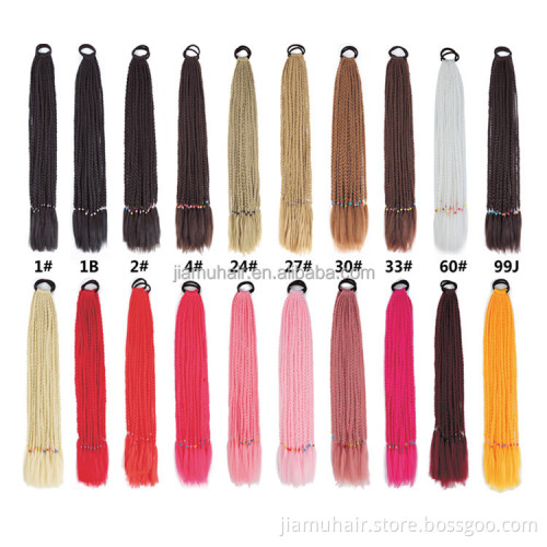 Long Ponytail Box Braid WIth Elastic Band Ponytail Synthetic Hair Extension For Crochet Braiding Hair Wholesale